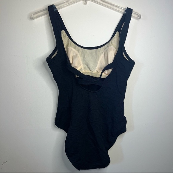 Mainstream Vintage Black Textured One Piece Swimsuit Size 12 - Picture 8 of 9